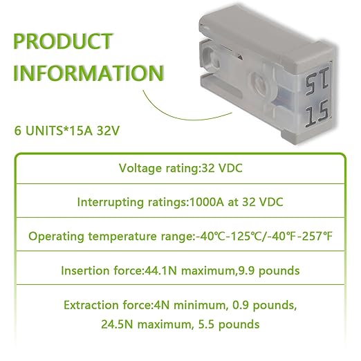 15A 32V Mini Slotted Automotive MCASE Shaped Cartridge Fuse Kit(Pack of 6pcs,15A)