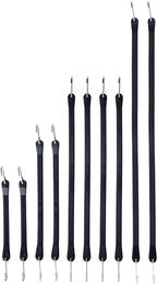 Rubber Bungee Cords with Hooks, Heavy Duty Bungee Straps, Assorted Sizes with 1.8X Max Stretch & Over 176 lbs Load, Black, 100% EPDM Rubber & S Hooks for Cargo, Tarps, 10", 15", 21", 31" (10 Pack)