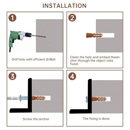 HongWay 370pcs Plastic Drywall Wall Anchors Kit with Screws, Includes 5 Different Assorted Size Anchors and Screws