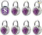 ZonRo Locks Combination Padlock, Fixed Dial Combination Padlock 8 Pack,3 Digit Code Standard Dial Combination, 2 in Wide. 3 in Height,Purple Turntable, Lock for Gym & Locker, School, Toolbox