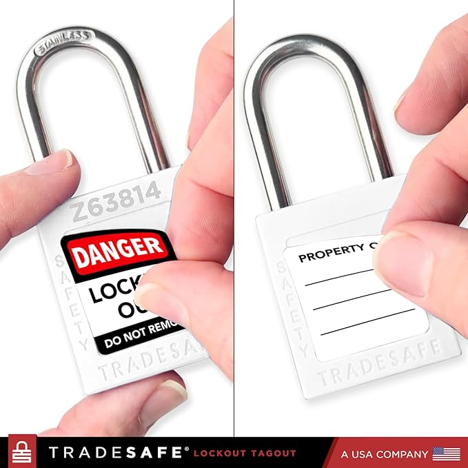TRADESAFE Lockout Tagout Locks Set - 10 White Loto Locks, Keyed Alike Lockout Locks, 2 Keys Per Lock, OSHA Compliant Lock Out Tag Out Padlocks