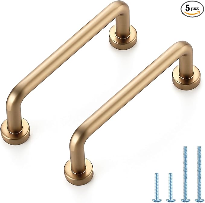 JOY DECOR Cabinet Pulls – 3 Inch Hole Center, Champagne Bronze, 5 Pack, Zinc Alloy Cabinet Handles for Drawers & Cupboard – Vintage Style Hardware for Kitchen, Bathroom, Dresser, Furniture Makeover
