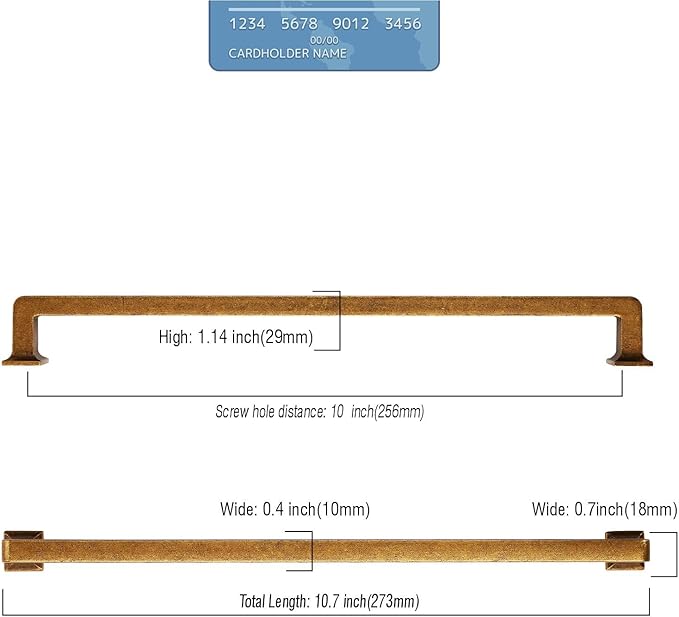 6 Pack Antique Brass Cabinet Pulls 10 Inch Kitchen Cabinet Handles Vintage Drawer Pulls Kitchen Handles for Cabinets Retro Dresser Pulls Drawer Handle