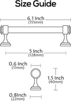 Alzassbg 10 Pack Champagne Bronze Cabinet Pulls, 5 Inch(128mm) Hole Centers Cabinet Handles Kitchen Hardware Straight Bar for Cabinets and Drawer AL3082BRG