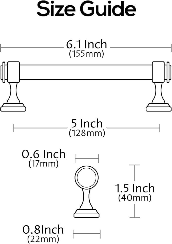 Alzassbg 10 Pack Champagne Bronze Cabinet Pulls, 5 Inch(128mm) Hole Centers Cabinet Handles Kitchen Hardware Straight Bar for Cabinets and Drawer AL3082BRG