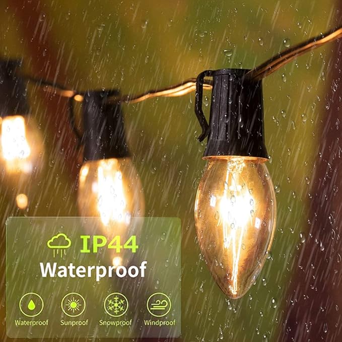 25 Pack C9 Replacement Light Bulbs, C9 Clear String Lights Repalcement Bulbs Fits in C9/E17 Intermediate Base, 7W Night Light Bulbs for Indoor Outdoor Christmas String Light Patio Holiday