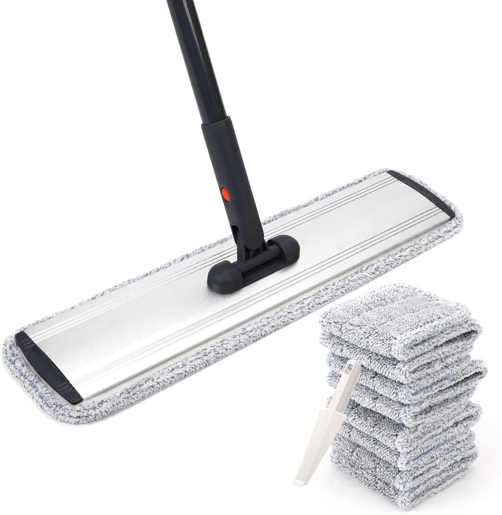 Microfiber Mop 18 in Large Flat Mops for Floor Cleaning with 4 Premium Pads Hardwood for Cleaning Wet Mop