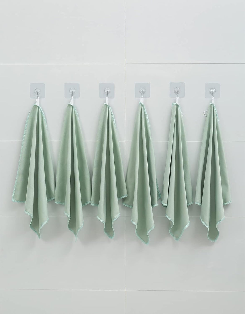 6 Pack Microfiber Glass Cleaning Cloth, 16 Inch X 16 Inch, Lint Free Quickly Clean Window, Glasses, Windshields, Mirrors, and Stainless Steel, Green