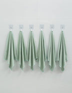 6 Pack Microfiber Glass Cleaning Cloth, 16 Inch X 16 Inch, Lint Free Quickly Clean Window, Glasses, Windshields, Mirrors, and Stainless Steel, Green