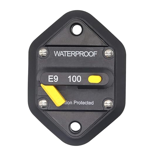 Hi-Amp 100 Amp Circuit Breaker with Manual Reset for Car Audio RV Truck Boat Marine, DC 12V - 48V | Waterproof IP67 Protection 100A Panel Mount