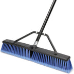 24 inches Push Broom Outdoor for Deck Driveway Garage Yard Patio Concrete Floor Cleaning-Blue