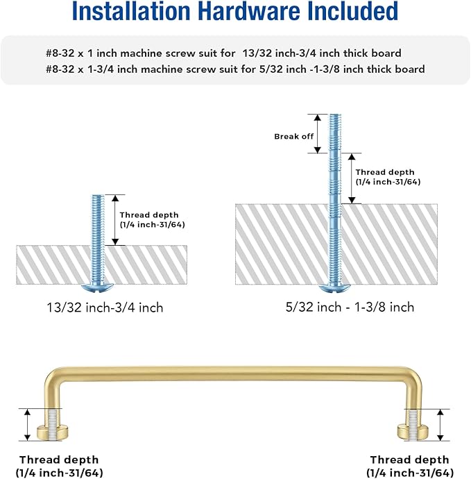 JOY DECOR Cabinet Pulls – 6-1/4 Inch Hole Center, Brushed Brass, 2 Pack, Zinc Alloy Cabinet Handles for Drawers & Cupboard – Vintage Style Hardware for Kitchen, Bathroom, Dresser, Furniture Makeover