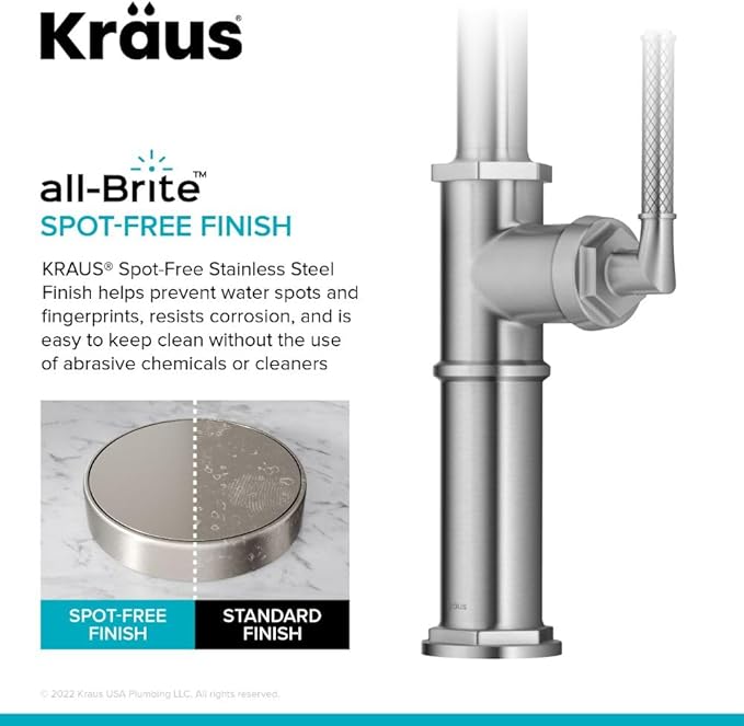 KRAUS® Allyn™ Traditional Industrial Pull-Down Single Handle Kitchen Faucet in Spot-Free Stainless Steel, KPF-4100SFS