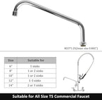 KWODE 14"Brass Swivel Swing Nozzle Spout Replacement Kit for Most T and S Commercial Kitchen Sink Faucet, 14" Spout Reach with MAX 2.2 GPM Aerator