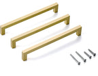 30 Pack 8 Inch Brass Cabinet Handles Brushed Brass Cabinet Pulls Imitation Gold Cabinet Pulls Square Gold Pulls Brass Cabinet Hardware for Cabinet, Cupboard, 8'' Hole Centers