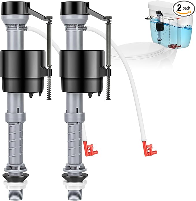 Universal Toilet Flusher Replacement Kit, Toilet Fill Valve Replacement Kit, Toilet Parts Inside Tank Kit, Adjustable, Quiet and Easy to Install (2-Pack)