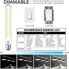 Dimmable T10 LED Edison Bulbs, Neutral White 4000K, 8.9inch Long Tubular Light Bulb, 75 Watt Vintage Long Tube LED Filament Bulb,800lm,E26 Base Led Bulb,Height 225 mm,Pack of 4.