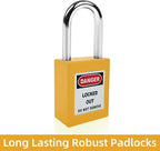 Lockout Tagout Locks Set (5pcs, Yellow) - Keyed Different, 2 Keys Per Lock - OSHA Compliant Lock Out Tag Out Padlocks For Electrical Safety Kit