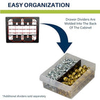 Akro-Mils 24-Drawer Plastic Drawer Storage Cabinet for Garage Organization, Bead Organizer, Building Bricks Storage, Teacher Toolbox, Makeup Organizer, 20-Inch W x 6-Inch D x 16-Inch H, 10124 Black