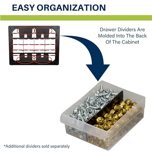 Akro-Mils 24-Drawer Plastic Drawer Storage Cabinet for Garage Organization, Bead Organizer, Building Bricks Storage, Teacher Toolbox, Makeup Organizer, 20-Inch W x 6-Inch D x 16-Inch H, 10124 Black