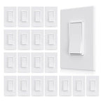 Aida 20 Pack 3 Way Switch, Decorative Screwless Wall Plate,Three Way15Amp, 120/277 Volt Paddle Switch, Self-Grounding, Residential and Commercial Grade, UL Listed,Matte White