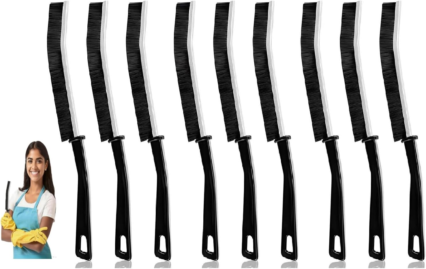 9 PCS Crevice Cleaning Brush,Hard Bristle Crevice Cleaning Brush,Crevice Cleaning Tool is Effective to Clean The Small Gap of Kitchen, tolilet and Windows.