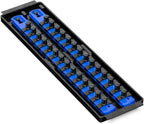 Ernst Manufacturing - 8496 Socket Boss 2-Rail 3/8-Inch-Drive Socket Organizer, 13-Inch, Blue - Made in USA