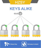 Padlocks Keyed Alike, Pack of 48, Laminated Steel Keyed Lock (1-9/16", 40mm), Padlocks with Same Key, Normal Shackle, for Toolbox, Locker & StorageUnit or More