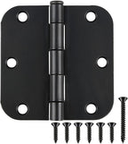 24 Pack Matte Black Door Hinges 3.5 x 3.5 Inch Interior 3 1/2 Inch Door Hinges for Doors Rounded 5/8" Radius Corners Flat Iron Hinge 3 ½"x 3 ½" Door Hardware Bisagras para Puertas Bedroom Home Decor