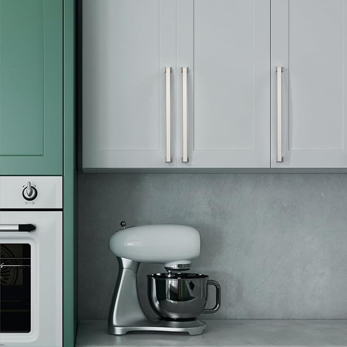 Asidrama 10 Pack 7.5 Inch(192mm) Hole Centers Kitchen Cabinet Handles, Brushed Satin Nickel Cabinet Pulls Kitchen Cabinet Hardware for Cupboard Drawer Pulls