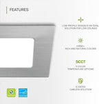 ASD 6 Pack LED Square Recessed Lighting 3 Inch, 5 CCT 2700K-5000K, 6W 30W Eqv, Ultra Thin Dimmable Ceiling Lights with J Box, Canless Wafer Downlight, Slim Panel Light, UL Energy Star, Brushed Nickel