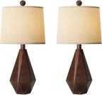 PoKat 20.25" Farmhouse Table Lamps Set of 2 for Night Stands, Vintage Bedside Lamps for Bedroom Living Room, Modern Bedroom Lamps for End Table, Suitable for Small Place, Antique Brown