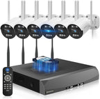 《130° Wide Angle & 2-Way Audio》Wireless Security Camera System Outdoor, WiFi Cameras Systems, Video Surveillance DVR Kits