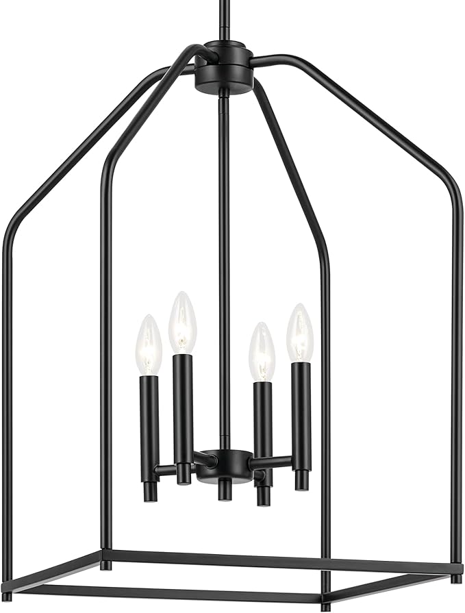 Kichler Madden 25.5" 4 Light Pendant in Black, Soft Modern Fixture, for an Entryway, Breakfast Nook, Laundry Room, (25.5" x 16"), 52722BK