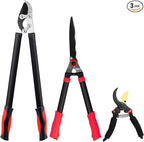 Loppers Hedge Shears & Pruners Combo Set 3-Piece Hedge Clippers, Heavy Duty Tree & Shrub Care Kit for Yard, Lawn & Garden, Professional Branch Cutter Tree Trimmer for Indoor & Outdoor Gardening
