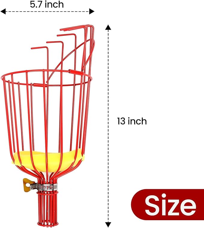 Fruit Picker Pole with Basket Segmented Fruit Picker Pole Tool for Apple Avocado Cherry Lemon Mango Orange Peach Picking(40-160")
