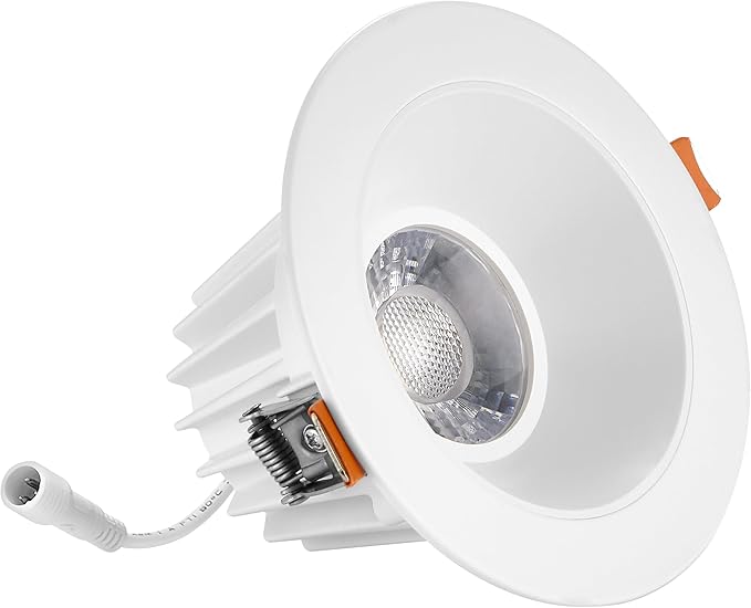 Maxxima 4 in. Ultra-Thin Recessed Anti-Glare LED Downlight Canless IC Rated 1200 Lumens 5 Color Temperature Selectable 2700K/3000K/3500K/4000K/5000K Dimmable White Trim, 90 CRI, Junction Box Included