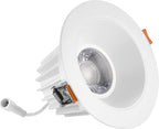 Maxxima 4 in. Ultra-Thin Recessed Anti-Glare LED Downlight Canless IC Rated 1200 Lumens 5 Color Temperature Selectable 2700K/3000K/3500K/4000K/5000K Dimmable White Trim, 90 CRI, Junction Box Included