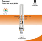 13 Watt Single Tube 2 Pin GX23 Base,PL-13W GX23 2700K,800 Lumens,82 CRI,T4 Shape, Replaces Philips PLS13W827,TCP 32013,Sylvania CF13DS/827/ECO PLS 13W 827,PL13/SP27K-6 Pack