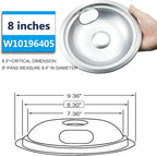 Premium Drip Pan Electric Stove Burner Covers for Whirlpool, Maytag, Kenmore - Replacement for W10278125, W10196405 & W10196406-4 Pack (2x6" and 2x8")