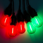 Red Green S14 Christmas Light Bulbs, 1 Watt Plastic Shatterproof LED Replacement Bulbs for Indoor Outdoor Patio String Light, E26 Medium Base, 15 Pack