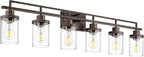 Emliviar 6-Light Bathroom Vanity Light Fixture, 44.3" Farmhouse Wall Lamp for Bedroom, Kitchen, Oil Rubbed Bronze Finish with Clear Glass, YCE238B-6W ORB