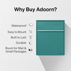 Wall Mount Mailbox - Large, Anti-Theft Locking Mailbox, Weatherproof Mailboxes for Outside The House, 18.5" H x 15" L x 7.5" D - Aegean Sea