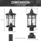 Darkaway 2 Pack Large Outdoor Post Lights Lamp Posts Outdoor Lighting, 17inch Aluminum Post Lights Outdoor Light Fixtures with Water Ripple Glass for Patio Yard Garden