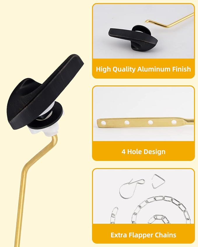 iFealClear Universal Brass Toilet Tank Flush Lever Handle, Side/Angle Mount Toilet Trip Lever Compatible with Kohler K-GP30324-CP, Stainless Steel Chain, Oil Rubbed Bronze