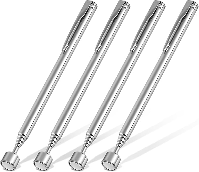 4 Pieces 5LBs Telescoping Magnetic Pickup Tool, with Pen Clip Design, Magnet Stick Rod Extendable 5.7" to 24.4" for Men, Birthday, Father's Day, Christmas Gift