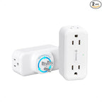 TROND 360 Rotating Outlet Extender 2 Pack, 4 AC Plug Adapter, 900 Joules Surge Protection, 3 Way Charging Station, Multi Plug Wall Outlet for Home Office Travel Dorm Essentials, White