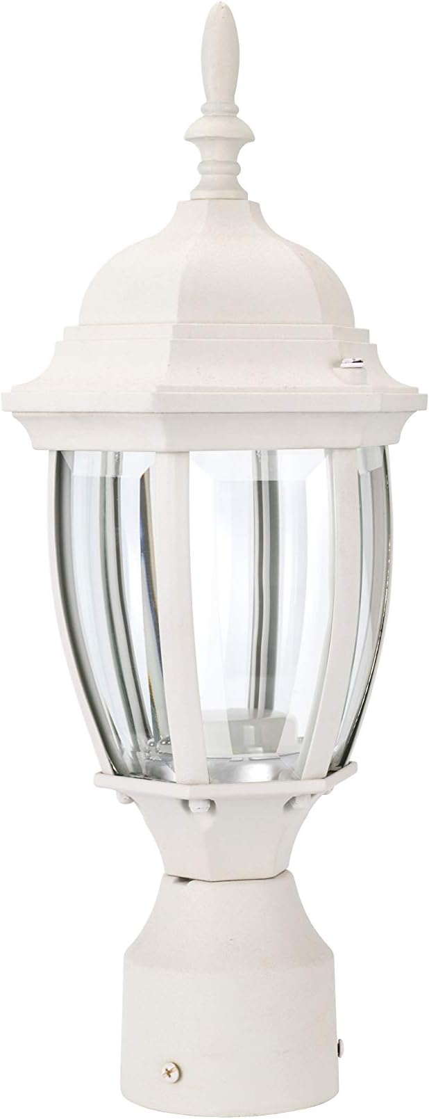 LIT-PaTH LED Outdoor Post Lighting Fixture, Pole Lantern, 9.5W 800 Lumens, 5000K Daylight White, Aluminum Housing Plus Glass, Matte White Finish, 1-Pack