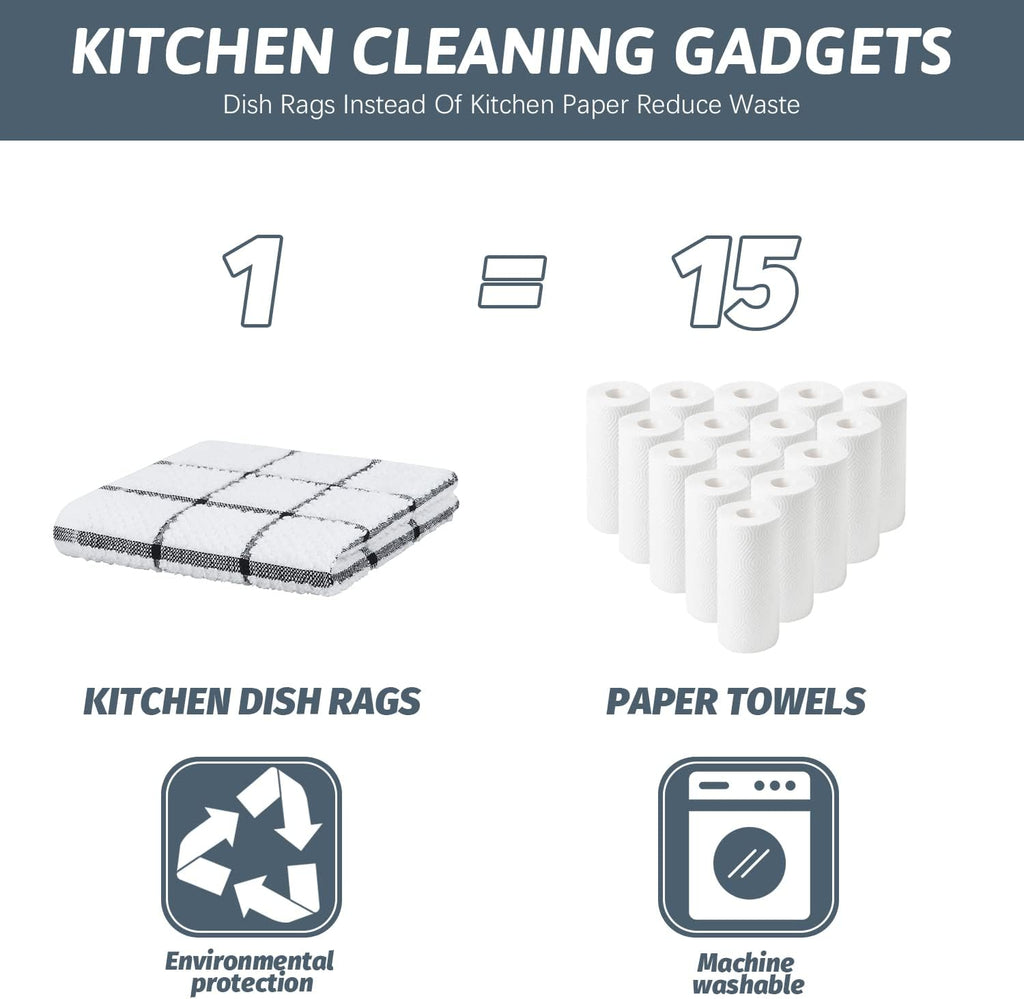 Nialnant 8 Pack Kitchen Towels,100% Cotton Dish Cloths for Washing Dishes,Soft Absorbent Dish Towels for Kitchen,Quick Drying Kitchen Rags,12x12 Inches,Grey