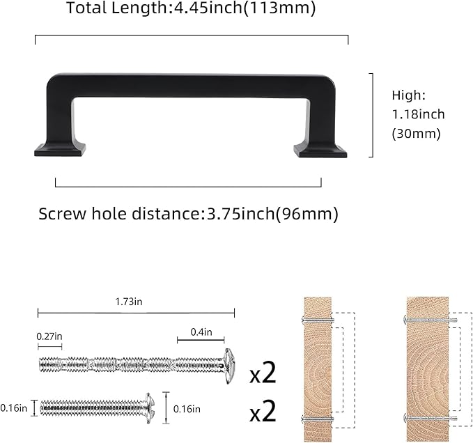 COTYKILEY 10 Pack 3.75 Inch(96mm) Matte Black Kitchen Cabinet Handles Cabinet Pulls Cabinet Door Handles Kitchen Cabinet Hardware Cupboard Drawer Pulls Dresser Handles